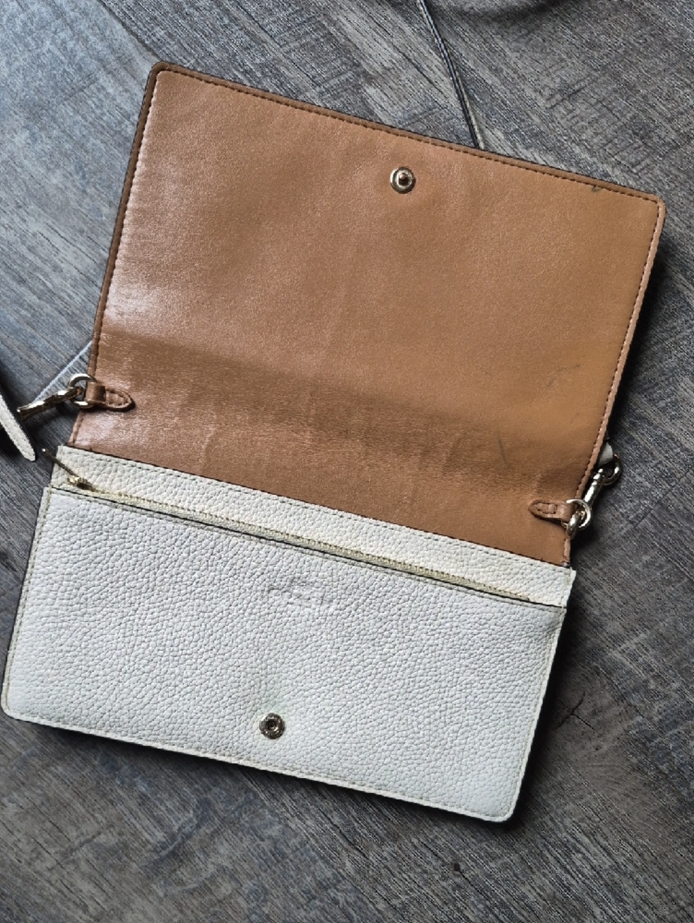 Coach Anna Foldover Clutch Crossbody Bag in a white color with a red apple print - Picture 7 of 16